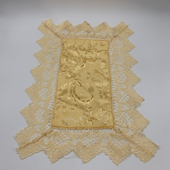 Set Of 4 Antique Italian Style Champagne Gold Motif Lace Furniture Runner Doily - Picture 5 of 11